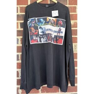 James Brown Godfather Of Soul Mens 4XL Black Long Sleeve Music Graphic Tee Shirt